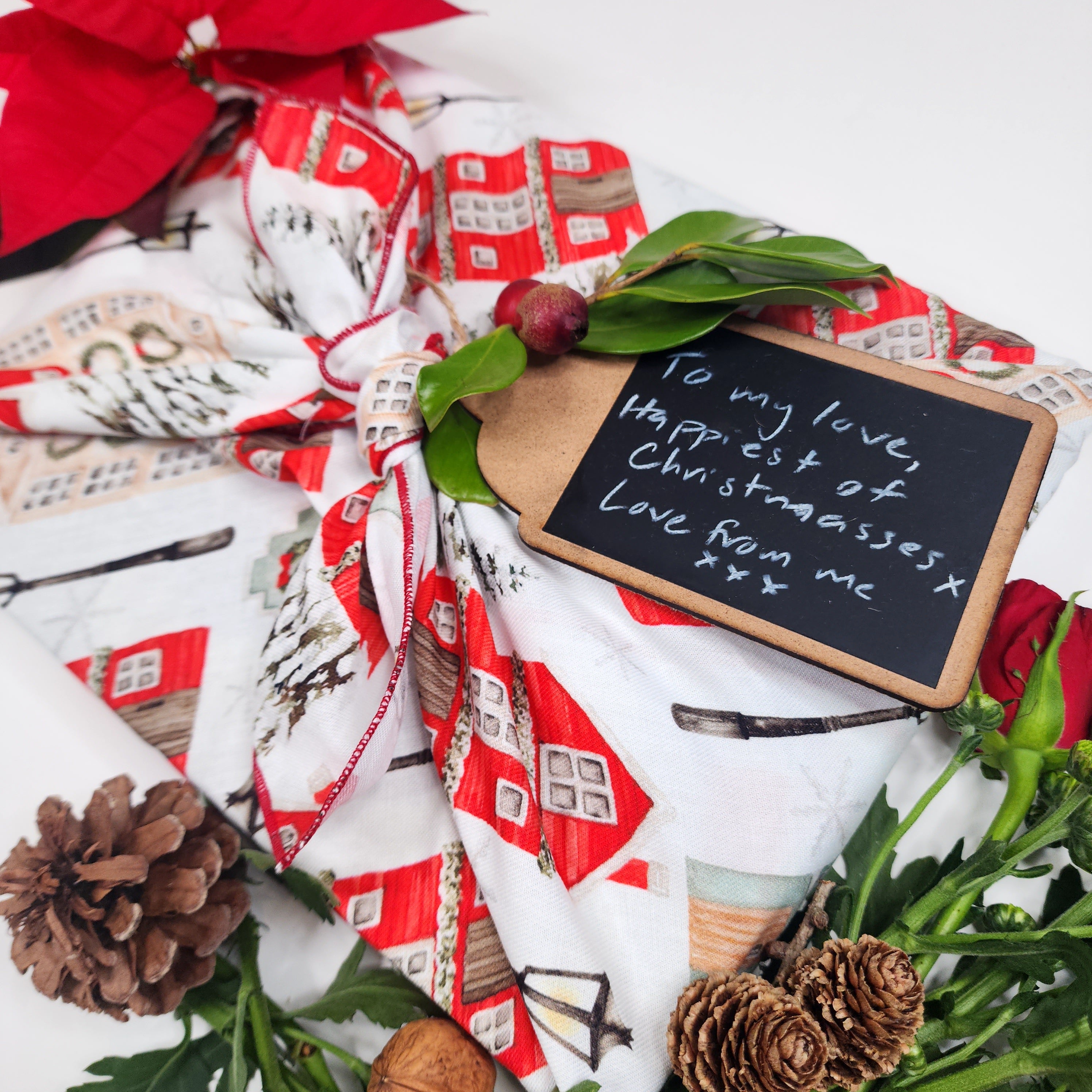 Christmas Cottages - 4 Furoshiki Gift Wraps