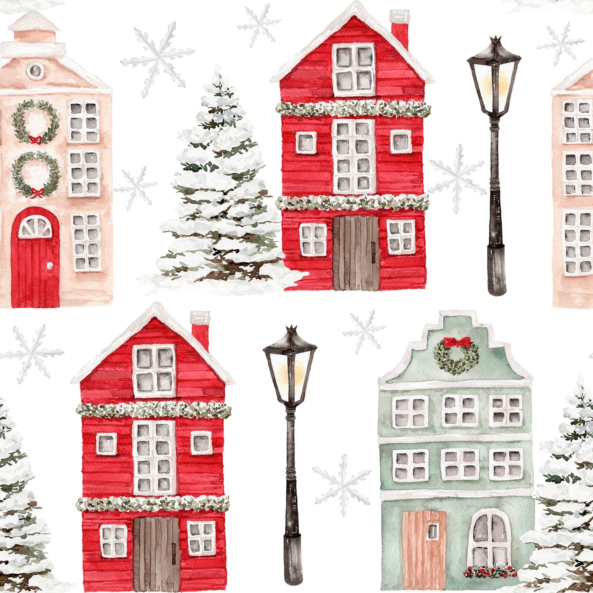 Christmas Cottages - Furoshiki Gift Wrap