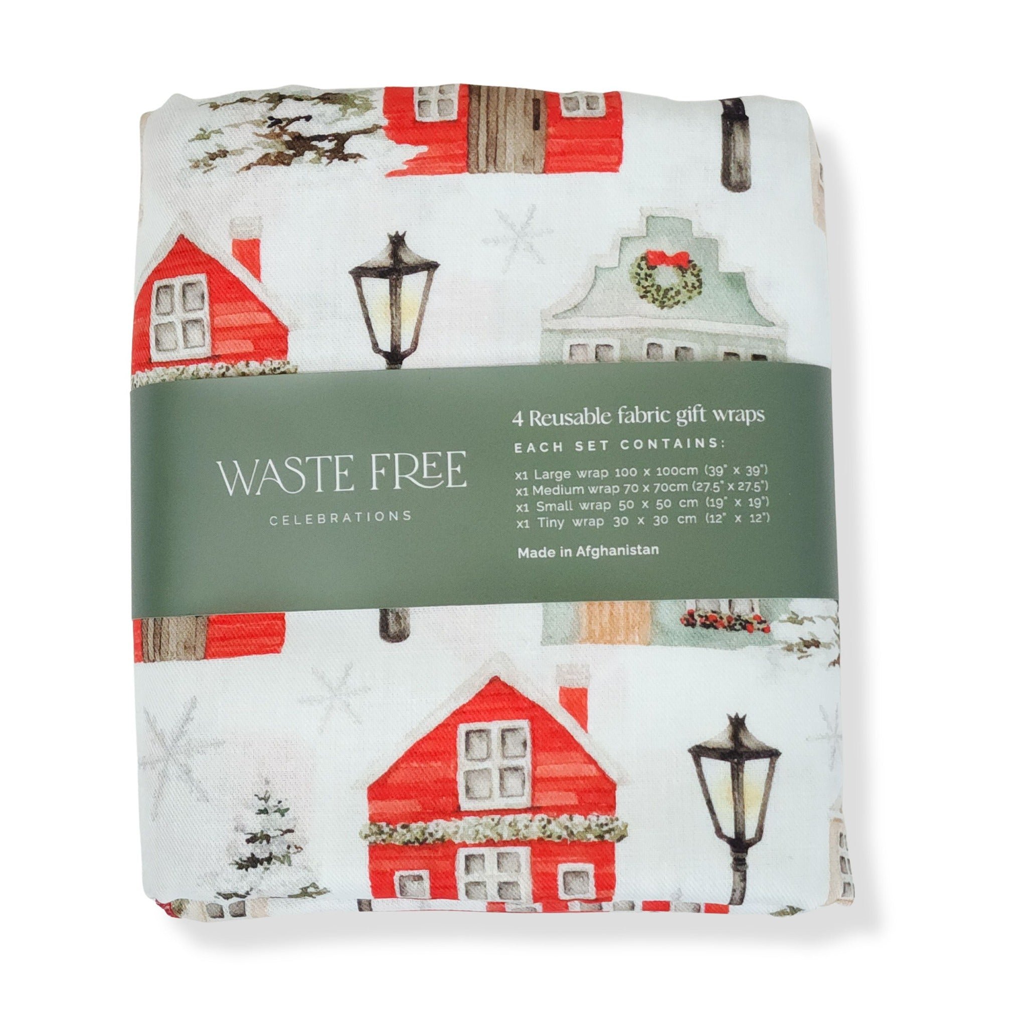 Christmas Cottages - Furoshiki Gift Wrap