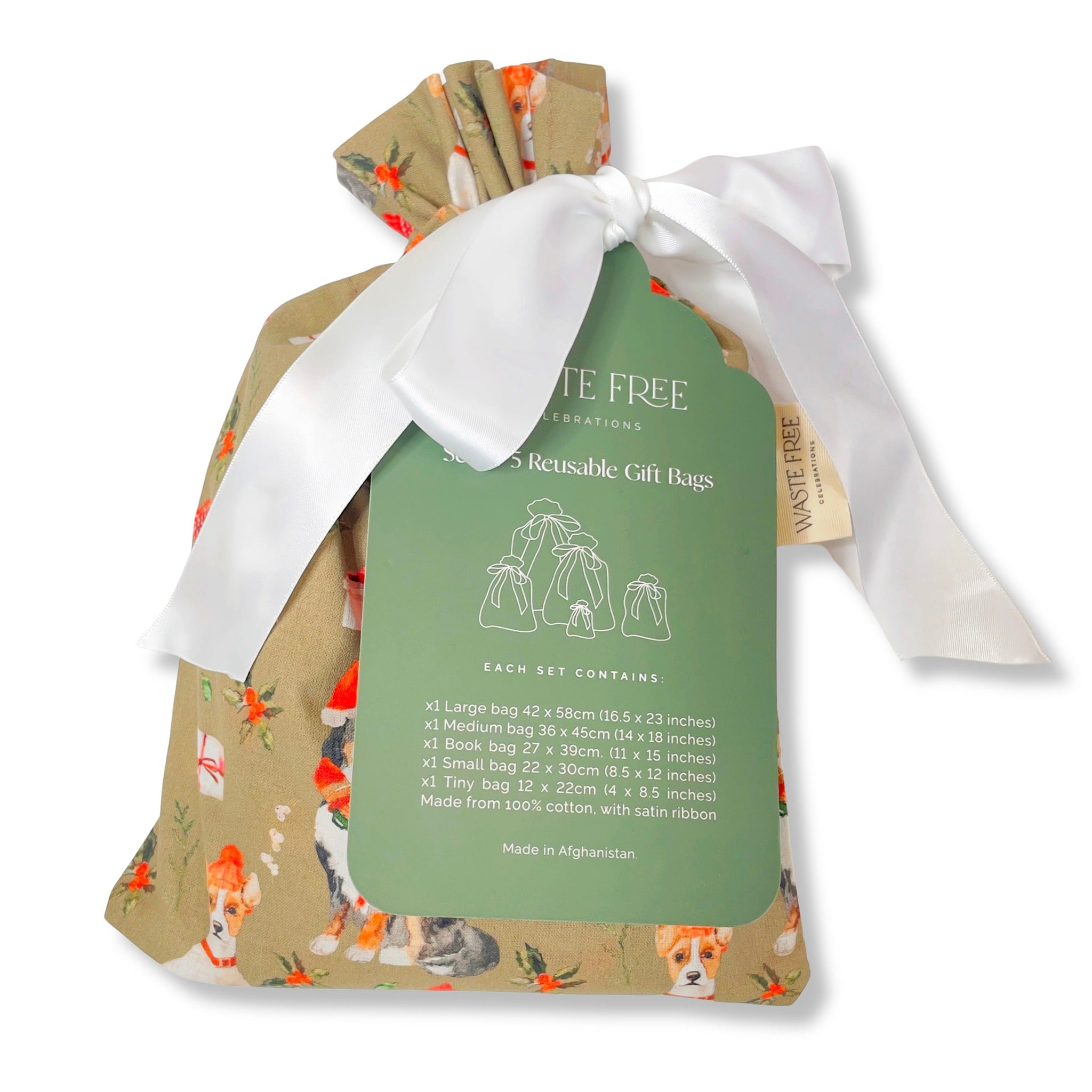 Pooches and Presents (Reusable Gift Bag Set) Set of 5